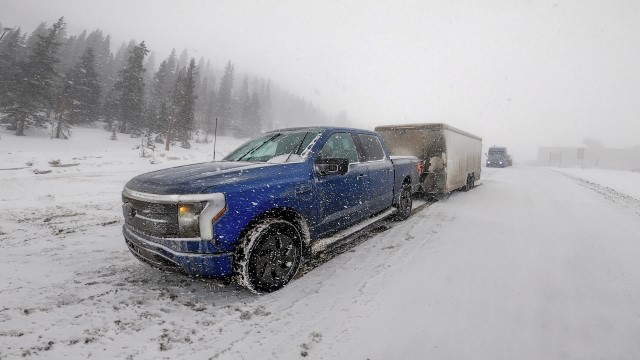 f-150 lightning towing in the snow